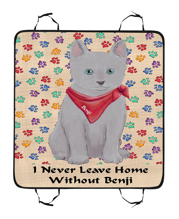 Personalized I Never Leave Home Paw Print Russian Blue Cats Pet Back Car Seat Cover