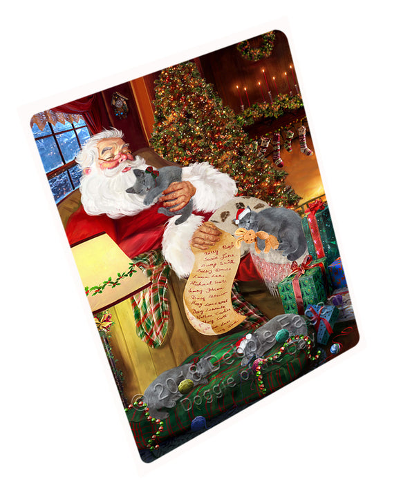 Santa Sleeping With Russian Blue Cats Christmas Magnet Mini (3.5" x 2") MAG62904