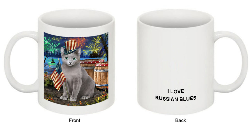 4th of July Independence Day Firework Russian Blue Cat Coffee Mug MUG49465