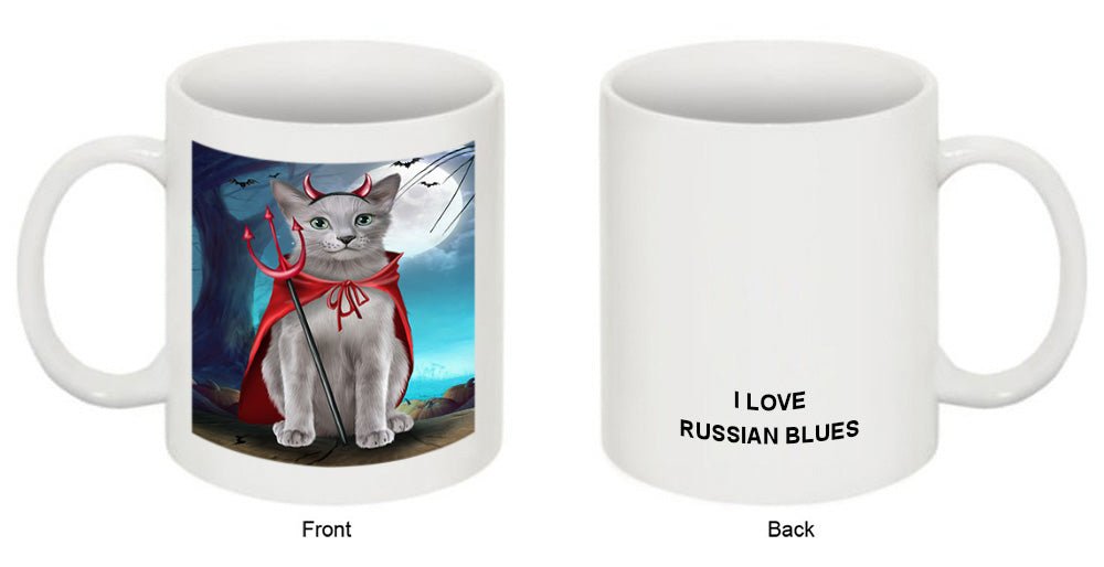 Happy Halloween Trick or Treat Russian Blue Cat Coffee Mug MUG49922