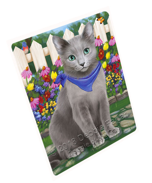 Spring Floral Russian Blue Cat Cutting Board C60906