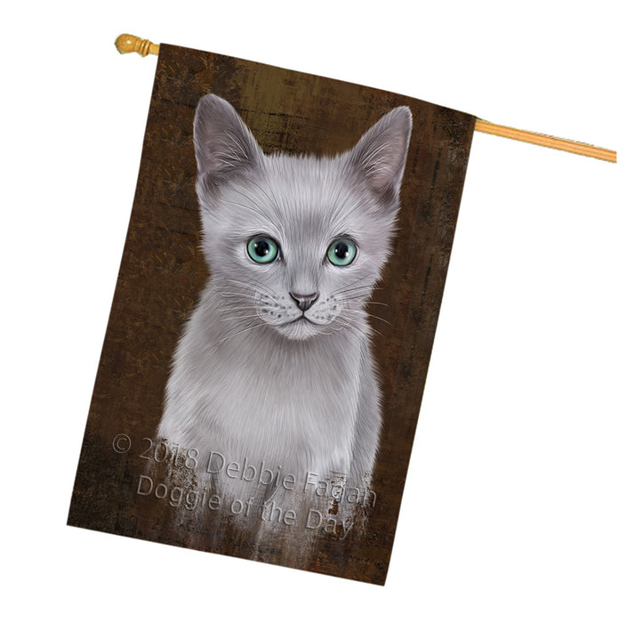Rustic Russian Blue Cat House Flag FLG54672