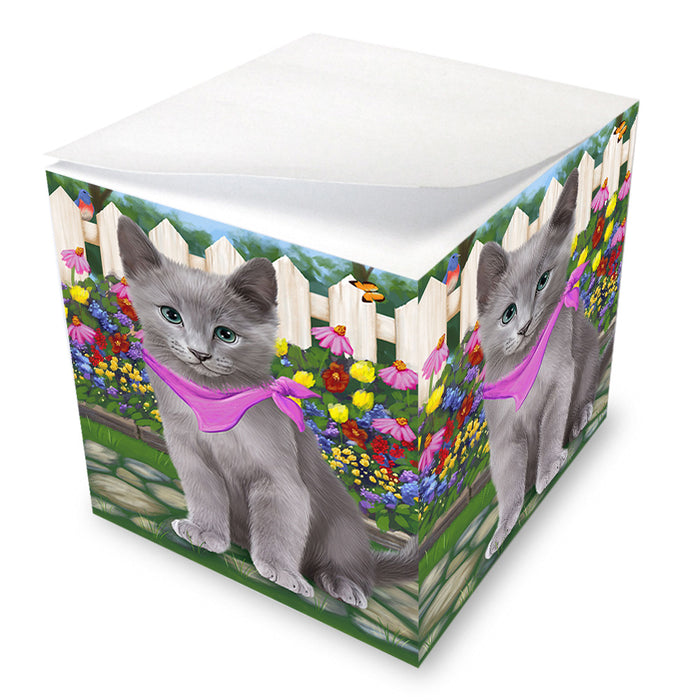 Spring Floral Russian Blue Cat Note Cube NOC52220