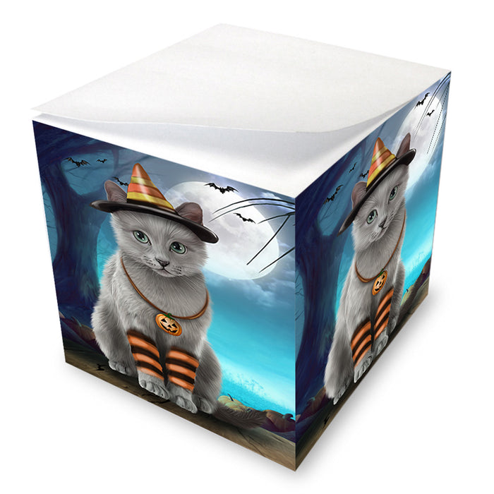 Happy Halloween Trick or Treat Russian Blue Cat Note Cube NOC56171