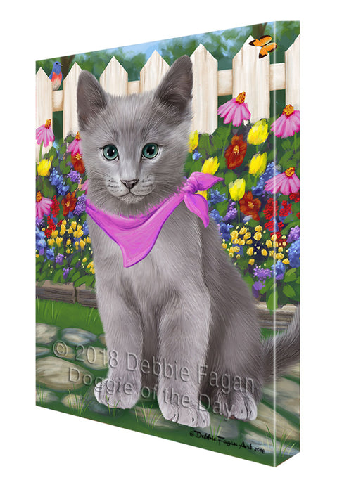 Spring Floral Russian Blue Cat Canvas Print Wall Art Décor CVS87245