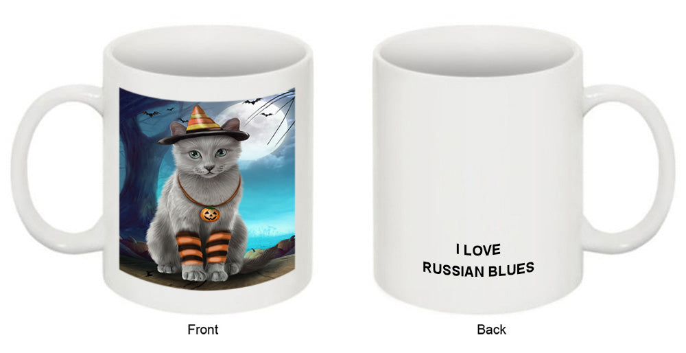 Happy Halloween Trick or Treat Russian Blue Cat Coffee Mug MUG49923