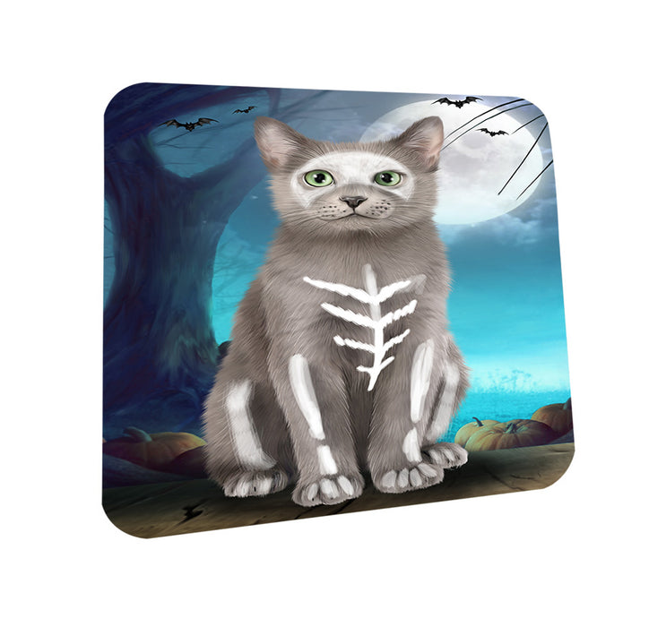 Happy Halloween Trick or Treat Russian Blue Cat Coasters Set of 4 CST54484