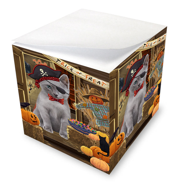 Enter at Own Risk Trick or Treat Halloween Russian Blue Cat Note Cube NOC53251