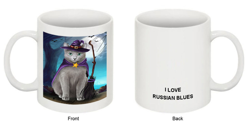 Happy Halloween Trick or Treat Russian Blue Cat Coffee Mug MUG49925