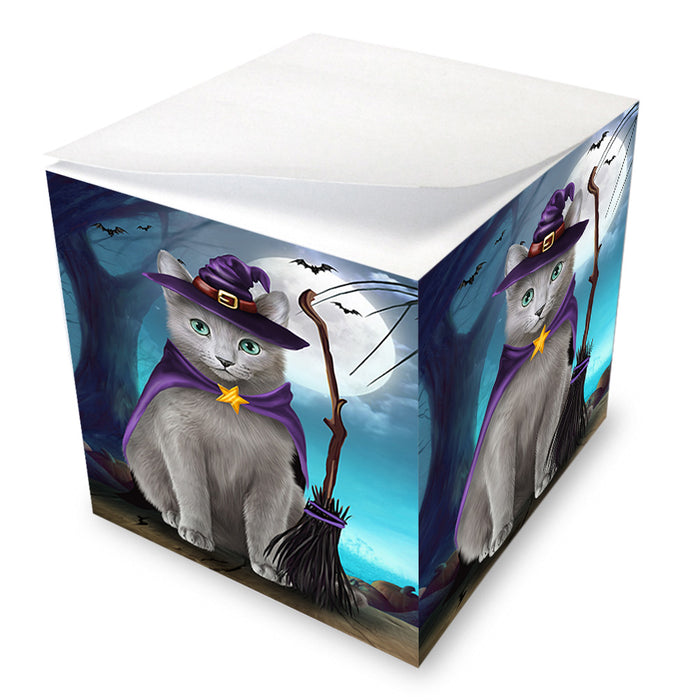 Happy Halloween Trick or Treat Russian Blue Cat Note Cube NOC56173