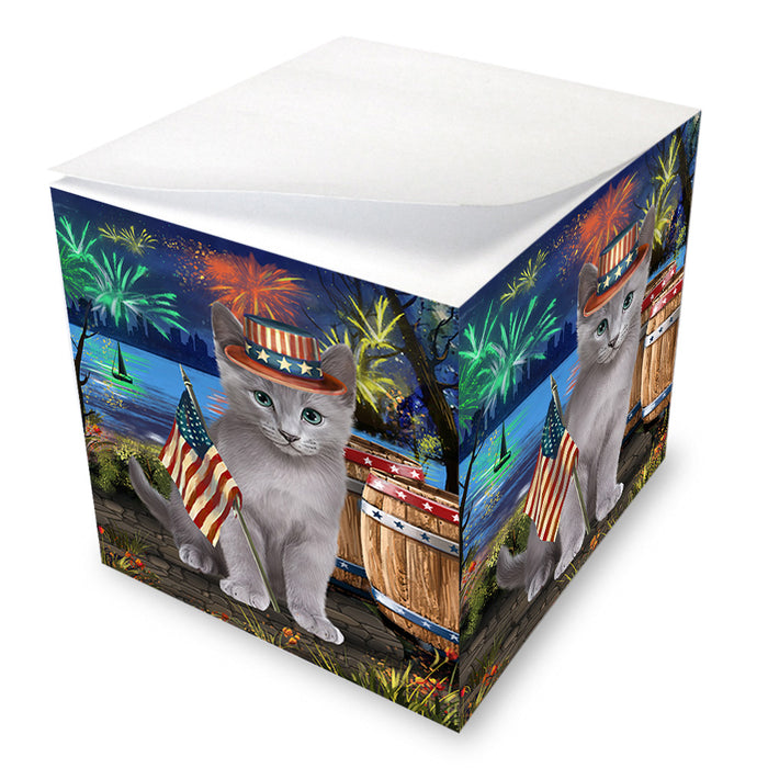 4th of July Independence Day Firework Russian Blue Cat Note Cube NOC55717