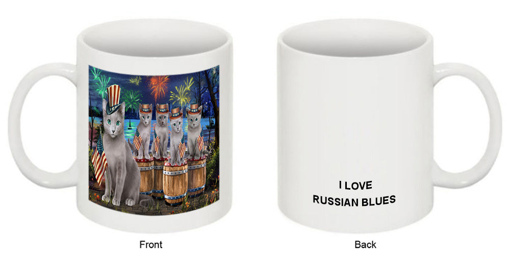 4th of July Independence Day Firework Russian Blue Cats Coffee Mug MUG49512