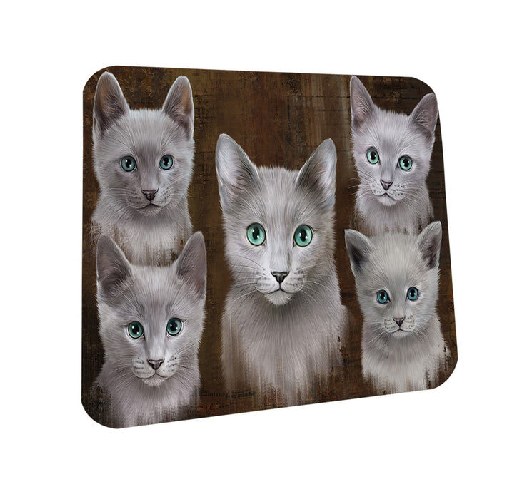 Rustic 5 Russian Blue Cat Coasters Set of 4 CST54103