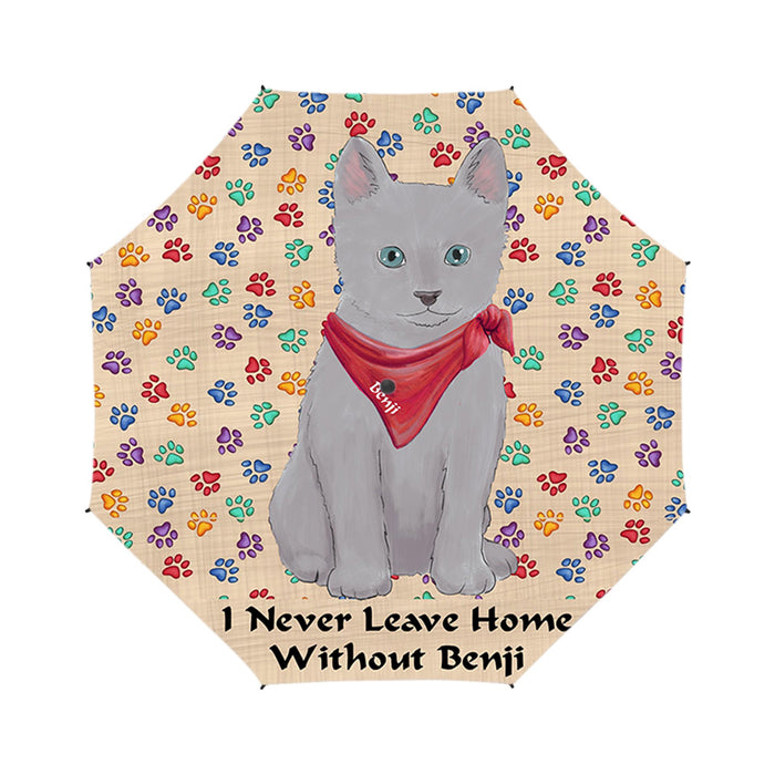 Custom Pet Name Personalized I never Leave Home Russian Blue Cat Semi-Automatic Foldable Umbrella