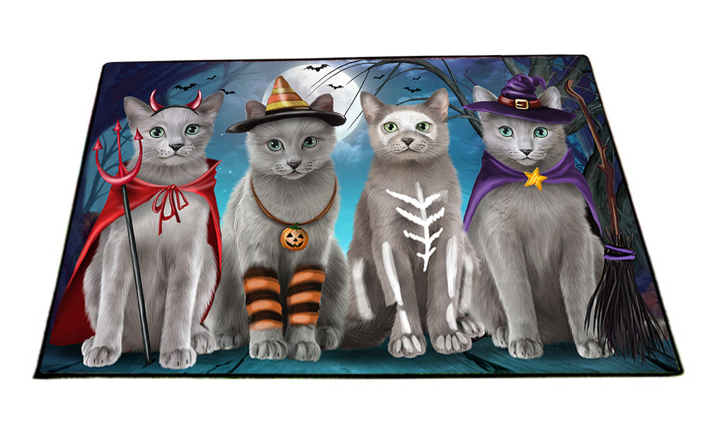 Happy Halloween Trick or Treat Russian Blue Cats Floormat FLMS54709