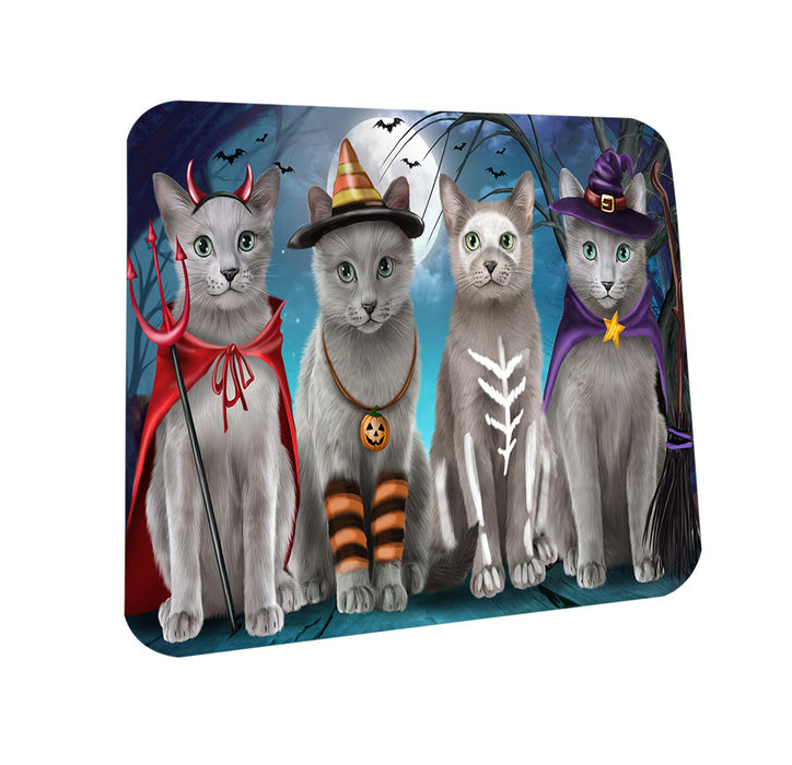 Happy Halloween Trick or Treat Russian Blue Cats Coasters Set of 4 CST54443