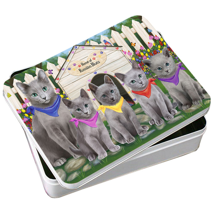 Spring Dog House Russian Blue Cats Photo Storage Tin PITN52212