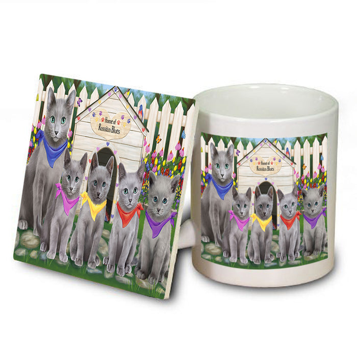 Spring Dog House Russian Blue Cats Mug and Coaster Set MUC52152