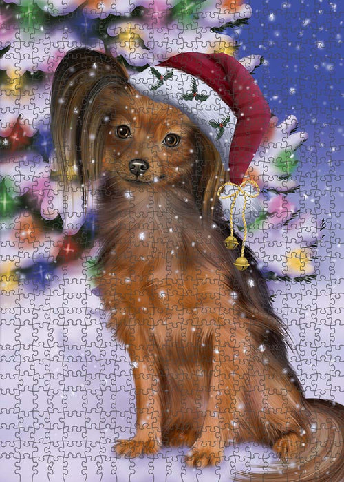 Winterland Wonderland Russian Toy Terrier Dog In Christmas Holiday Scenic Background Puzzle  PUZL91084