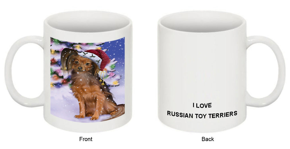 Winterland Wonderland Russian Toy Terrier Dog In Christmas Holiday Scenic Background Coffee Mug MUG51118
