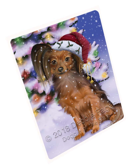 Winterland Wonderland Russian Toy Terrier Dog In Christmas Holiday Scenic Background Cutting Board C72297