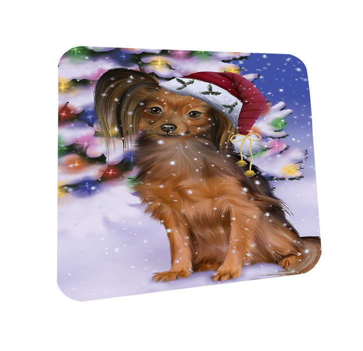 Winterland Wonderland Russian Toy Terrier Dog In Christmas Holiday Scenic Background Coasters Set of 4 CST55678