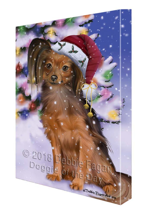 Winterland Wonderland Russian Toy Terrier Dog In Christmas Holiday Scenic Background Canvas Print Wall Art Décor CVS121409