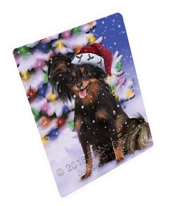 Winterland Wonderland Russian Toy Terrier Dog In Christmas Holiday Scenic Background Cutting Board C72300