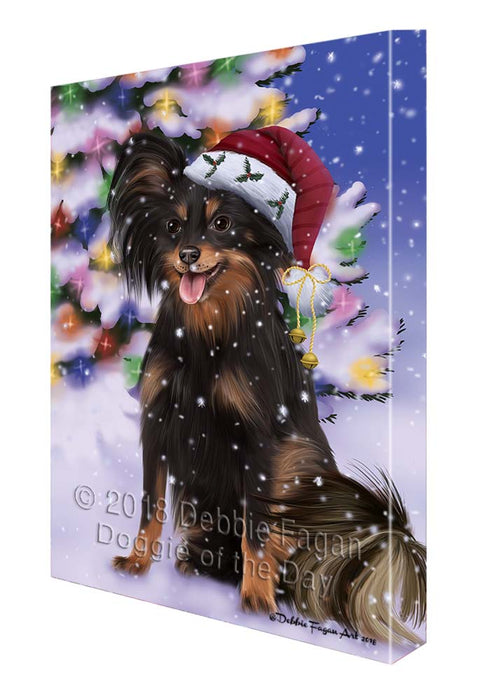 Winterland Wonderland Russian Toy Terrier Dog In Christmas Holiday Scenic Background Canvas Print Wall Art Décor CVS121418