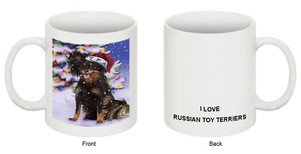 Winterland Wonderland Russian Toy Terrier Dog In Christmas Holiday Scenic Background Coffee Mug MUG51119