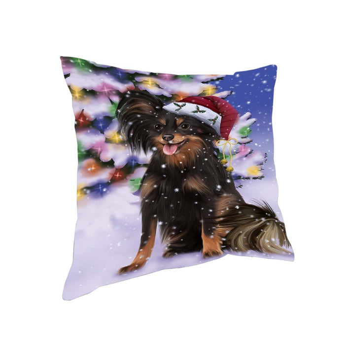 Winterland Wonderland Russian Toy Terrier Dog In Christmas Holiday Scenic Background Pillow PIL71812