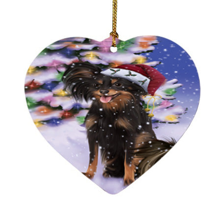 Winterland Wonderland Russian Toy Terrier Dog In Christmas Holiday Scenic Background Heart Christmas Ornament HPOR56077
