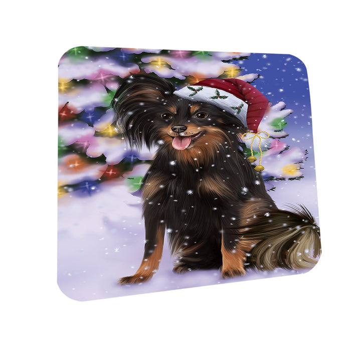 Winterland Wonderland Russian Toy Terrier Dog In Christmas Holiday Scenic Background Coasters Set of 4 CST55679