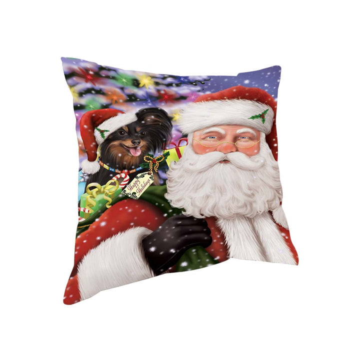 Santa Carrying Russian Toy Terrier Dog and Christmas Presents Pillow PIL71024