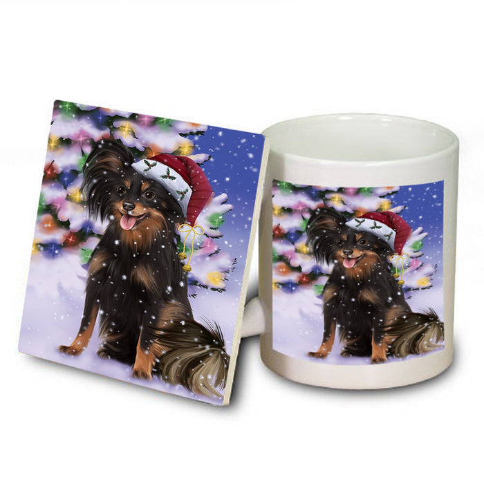 Winterland Wonderland Russian Toy Terrier Dog In Christmas Holiday Scenic Background Mug and Coaster Set MUC55713