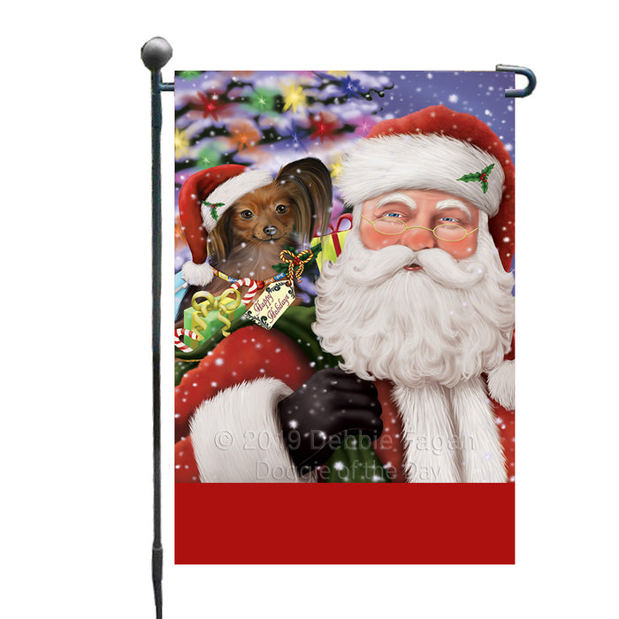 Personalized Santa Carrying Russian Toy Black Dog and Christmas Presents Custom Garden Flag GFLG63822