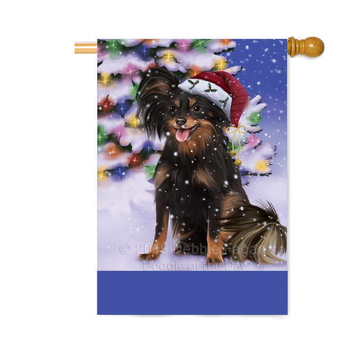 Personalized Winterland Wonderland Russian Toy Dog In Christmas Holiday Scenic Background Custom House Flag FLG-DOTD-A61440
