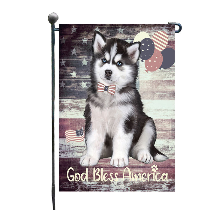 Rustic Americana 4th of July Siberian Husky Dogs Garden Flags - Outdoor Double Sided Garden Yard Porch Lawn Spring Decorative Vertical Home Flags 12 1/2"w x 18"h