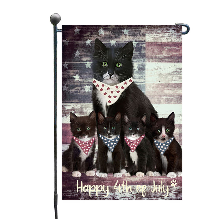 Rustic Americana 4th of July Tuxedo Cats Garden Flags- Outdoor Double Sided Garden Yard Porch Lawn Spring Decorative Vertical Home Flags 12 1/2"w x 18"h