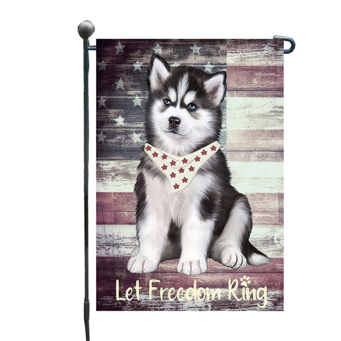 Rustic Americana 4th of July Siberian Husky Dogs Garden Flags - Outdoor Double Sided Garden Yard Porch Lawn Spring Decorative Vertical Home Flags 12 1/2"w x 18"h