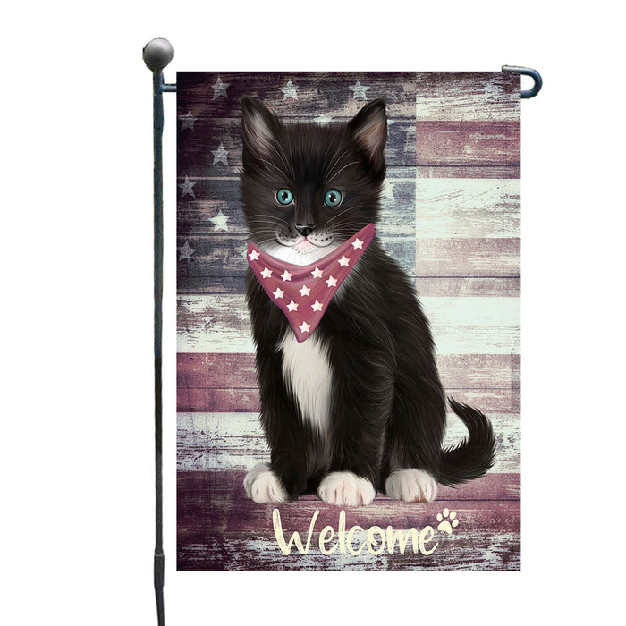 Rustic Americana 4th of July Tuxedo Cats Garden Flags- Outdoor Double Sided Garden Yard Porch Lawn Spring Decorative Vertical Home Flags 12 1/2"w x 18"h