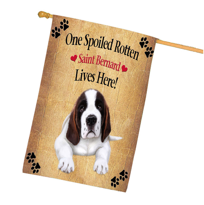 Spoiled Rotten Saint Bernard Dog House Flag Outdoor Decorative Double Sided Pet Portrait Weather Resistant Premium Quality Animal Printed Home Decorative Flags 100% Polyester FLG68475