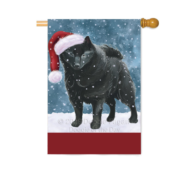 Personalized Let It Snow Happy Holidays Schipperke Dog Custom House Flag FLG-DOTD-A62488