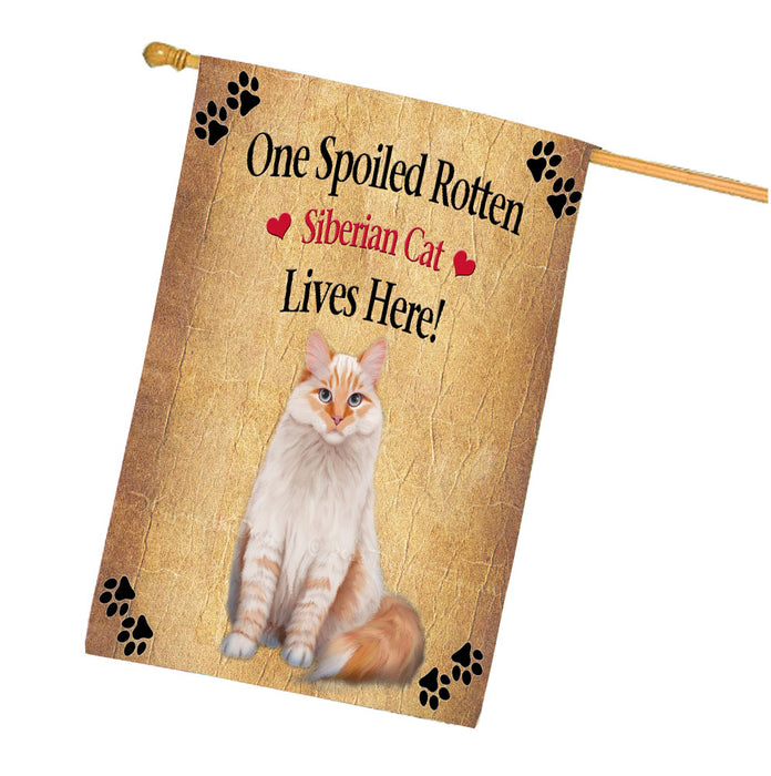 Spoiled Rotten Siberian Cat House Flag Outdoor Decorative Double Sided Pet Portrait Weather Resistant Premium Quality Animal Printed Home Decorative Flags 100% Polyester FLG68510