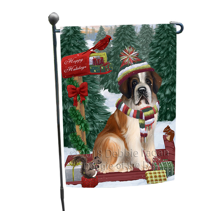 Merry Christmas Woodland Sled Saint Bernard Dog Garden Flag GFLG55309