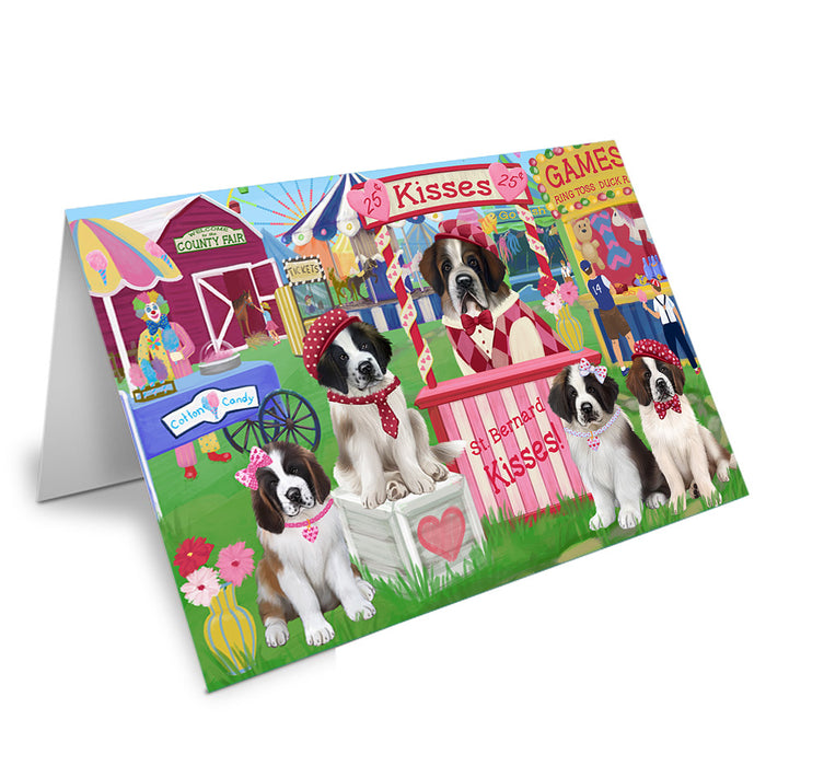 Carnival Kissing Booth Saint Bernard Dogs Handmade Artwork Assorted Pets Greeting Cards and Note Cards with Envelopes for All Occasions and Holiday Seasons GCD72635