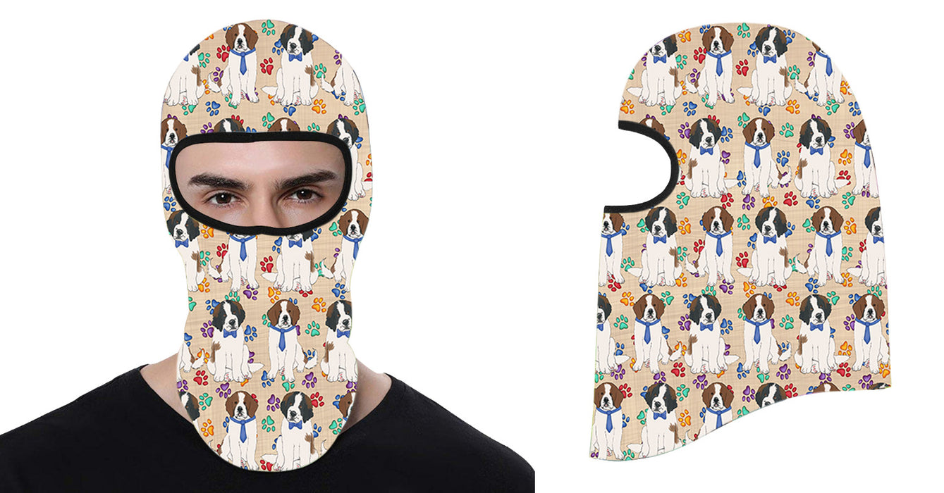 Rainbow Paw Print Saint Bernard Dogs All Over Print Balaclava Ski Mask SM48211