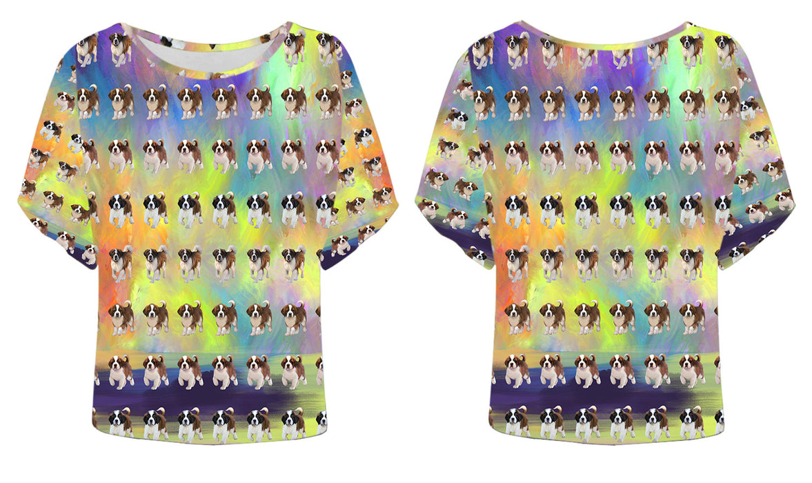 Paradise Wave Saint Bernard Dogs Batwing Sleeve Women's T-Shirt