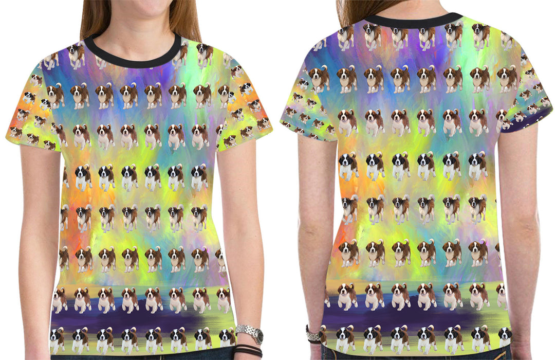 Paradise Wave Saint Bernard Dogs All Over Print Mesh Women's T-shirt
