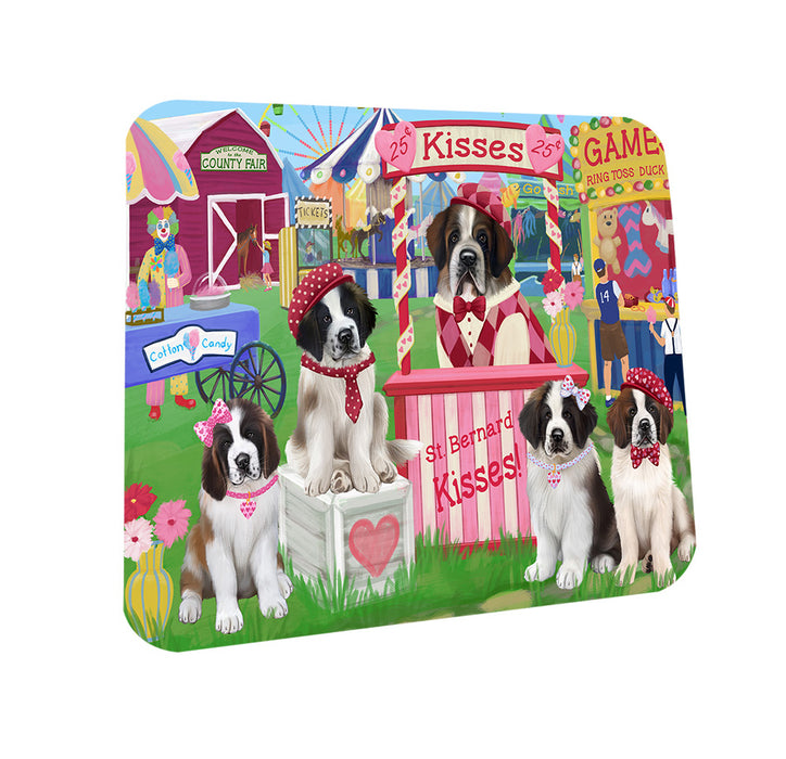 Carnival Kissing Booth Saint Bernard Dogs Coasters Set of 4 CST55998